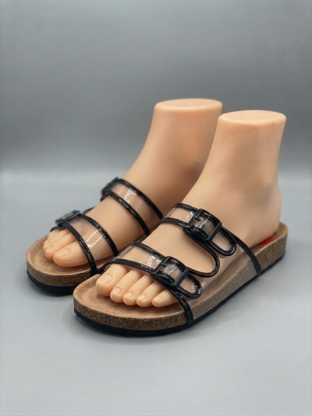 Emma New York Women’s Double Strap Black Slide Sandals
